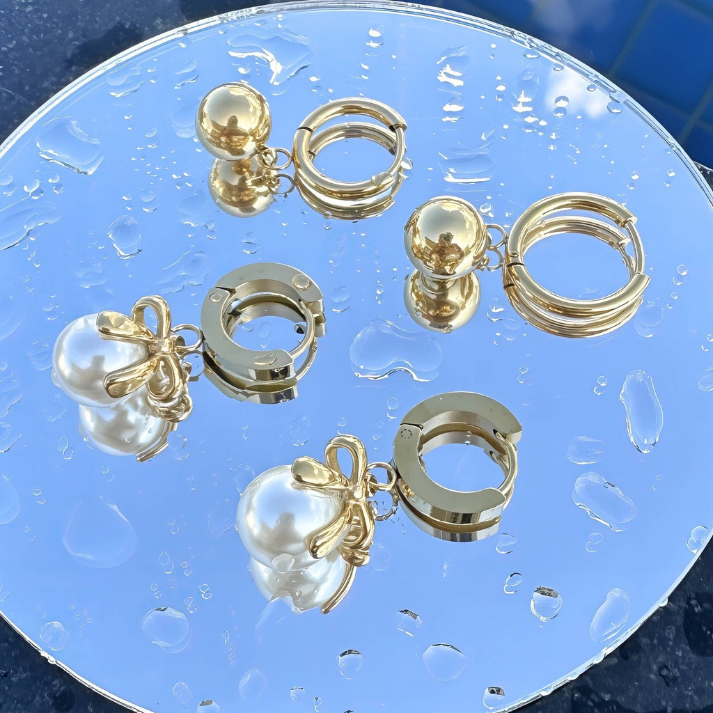 Pearl Bow Hoops