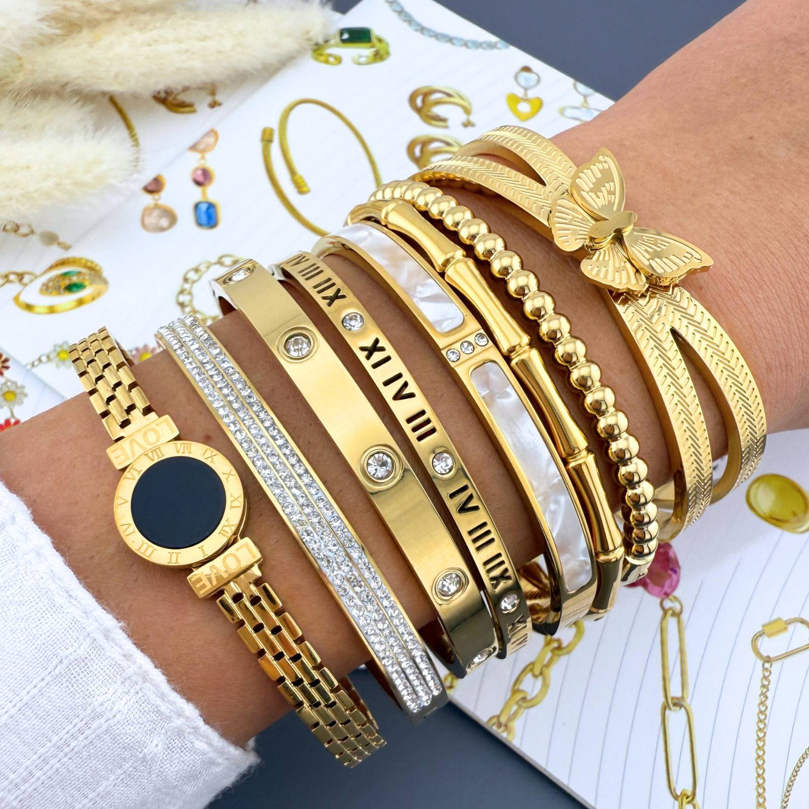 Golden Grace Bracelet, 18K Gold Plated Steel