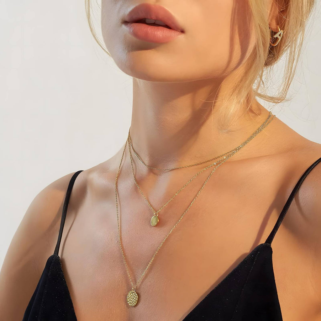 Golden Harmony Layered Necklace, 18K Gold Plated Steel