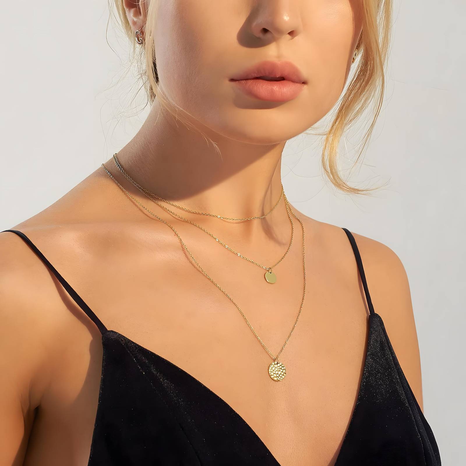 Golden Harmony Layered Necklace, 18K Gold Plated Steel