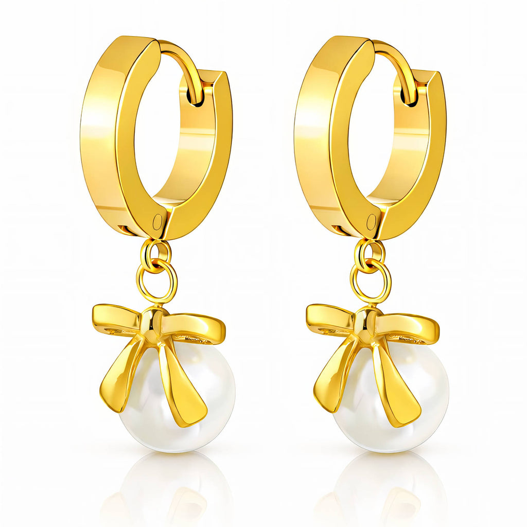 Pearl Bow Hoops