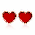 Scarlet Heart Earrings, 18K Gold Plated Steel