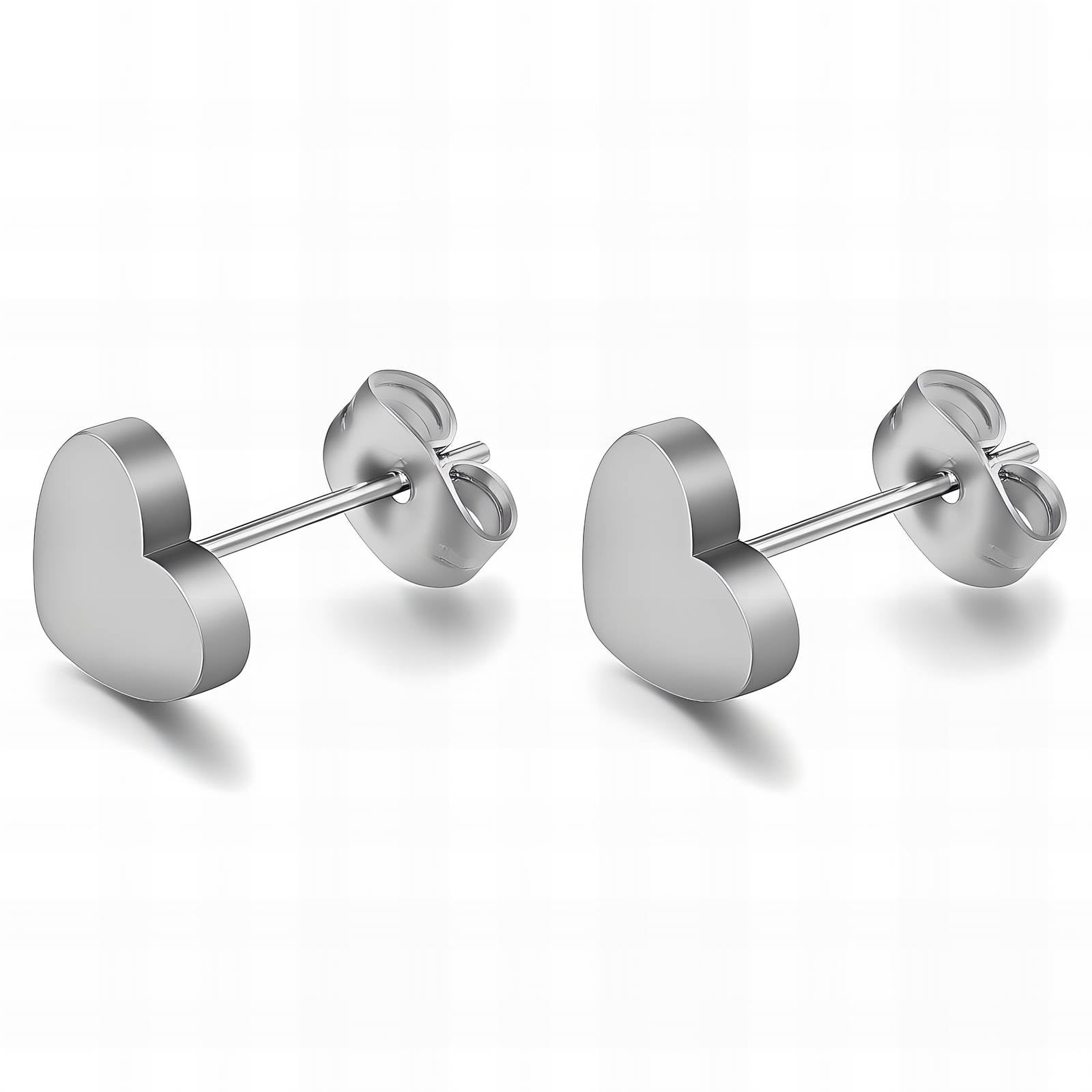 Silver Heart Studs