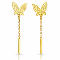 Butterfly Drop Earrings, 18K Gold Plated Steel